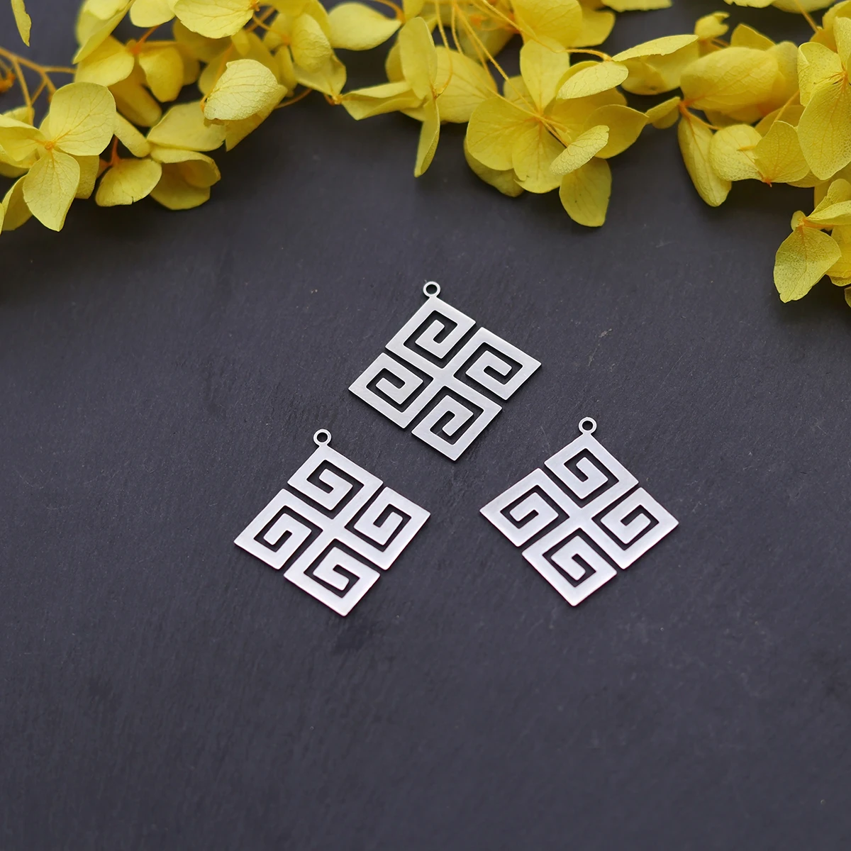 3 stücke Edelstahl Chinesischen Knoten Charms Für Schmuck Machen Mode Geometrische Anhänger Glück Halskette Ohrringe DIY