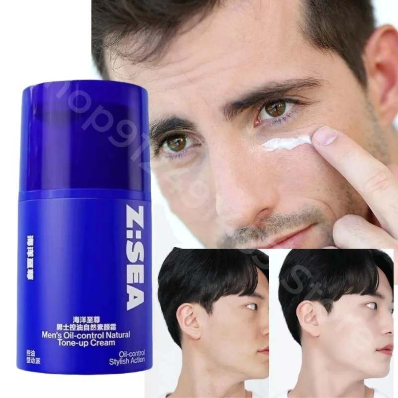 Zsea Men's Natural Concealer Refreshing Oil Control Evenly Brightens Skin Color Hides Shrinking Pores Moisturizing Cream 50g