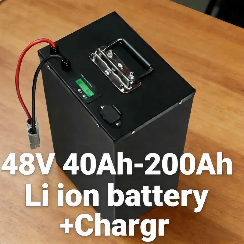 48V 40Ah to 200Ah Deep Cycle Li-ion Battery with Charger | 4000+ Long Cycles Power Battery for Off-Grid Energy System & Electric