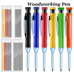 2.8mm Solid Carpenter Mechanical Pencil For Woodworking Construction Long Head Carpenter Pen With Sharpener Stationery Supplies