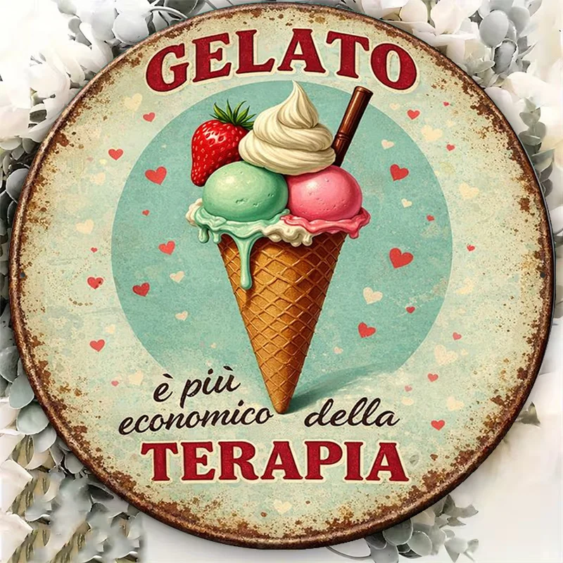 2D Flat - 1pc 8*8In/20X20Cm 2D Flat Round Sign, Vintage Plaque about 