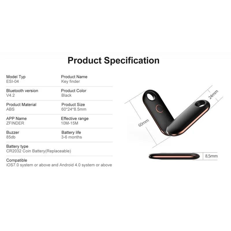 Anti Lost Key Finder Smart Bluetooth 4.2 GPS Tracker Alarm Wallet KeyFinder Locator Pet Dog Child Tracker Finder