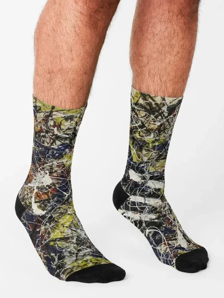 Number 17a--- Jackson Pollock Socks Thermal man winter christmas stocking tennis moving stockings Mens Socks Women's