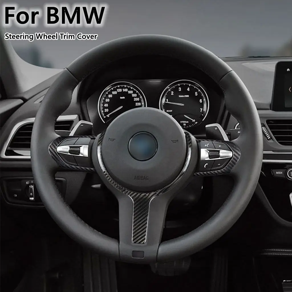 Real Carbon Fiber Steering Wheel Trim Cover Decorative Sticker For BMW 1/3-Series 118i 120i F30 F31 F34 F35 2018 2019 2020