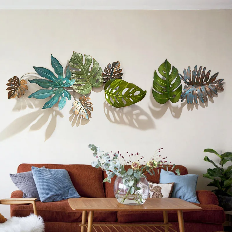 American Country Tropical Plants Broad-leaved Wrought Iron Living Room Aisle Porch Wall Decoration Pendant Home Hanging