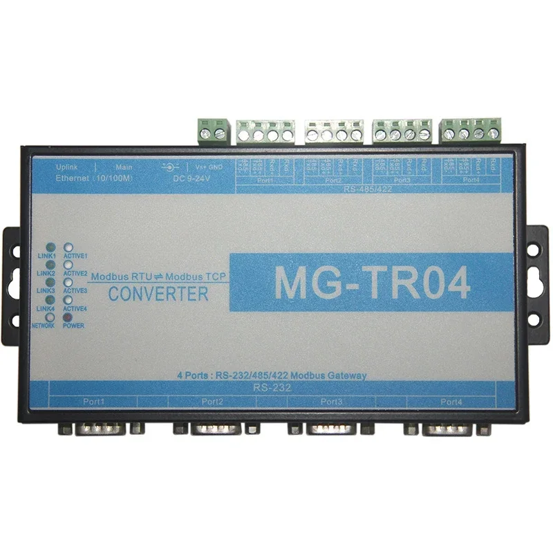 Four-port Modbus gateway 4-channel RS232/485/422 three-in-one serial port RTU and TCP mutual conversion MG-TR04;LBW11;
