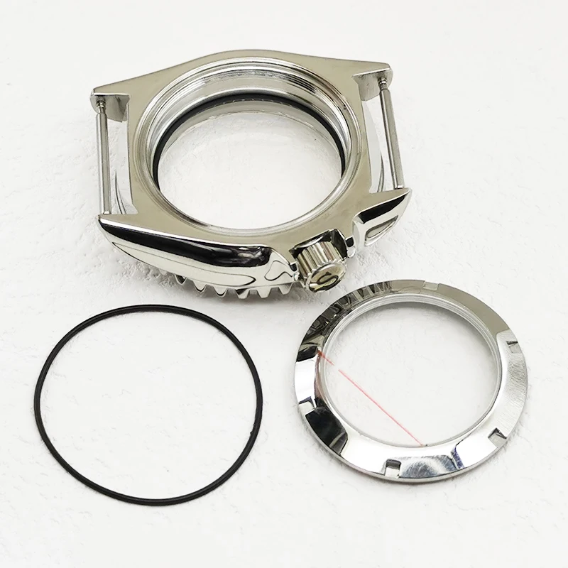 Mod 42mm Silver Bilayer Dome Sapphire Glass Case Fits NH35 NH36 4R35 7S26 Movement 28.5mm Dial  Bezel Insert Watch Cases Refit