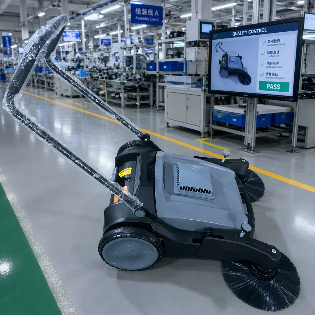 Factory Direct Commercial Hand Push Floor Sweeper Road Sweeper Machine with Mist Water Spraying System