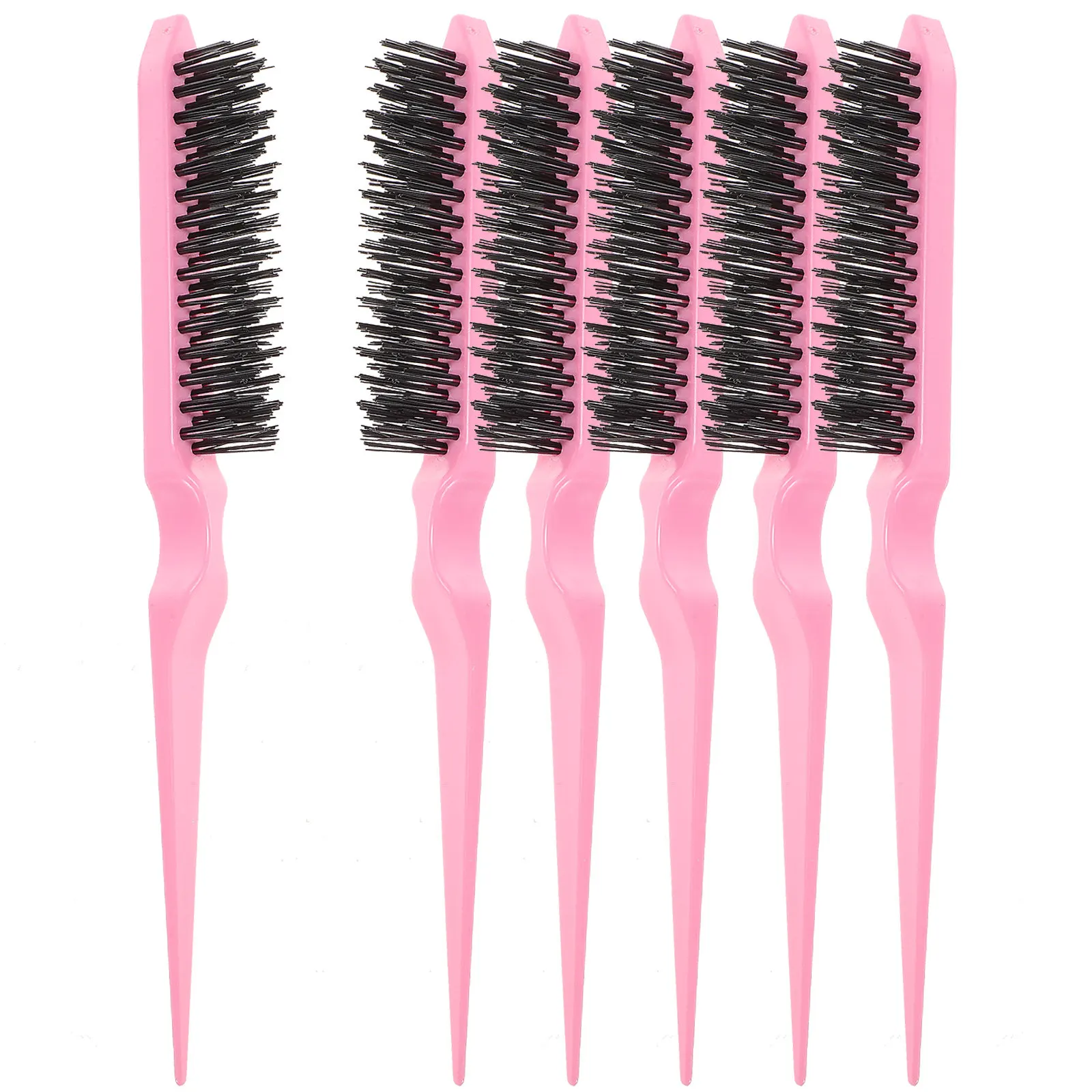 

6Pcs Teasing Brush for Hair Row Detangling Comb Ergonomic Handle Lightweight Portable for Daily Styling Salon