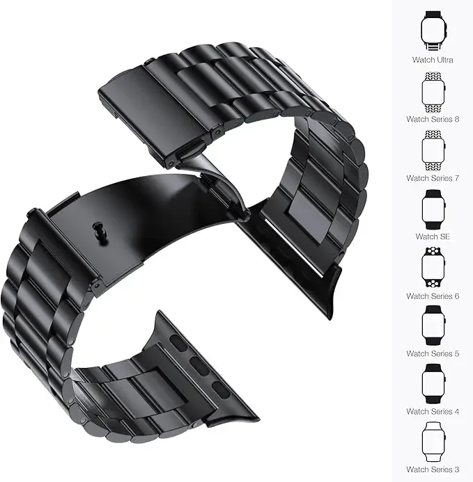 Correa de Metal de acero inoxidable para Apple Watch Band Ultra 3 2 49mm 46mm 42mm 45/44/41mm pulsera Iwatch Series 11 10 9 8 7 6 SE 5 4