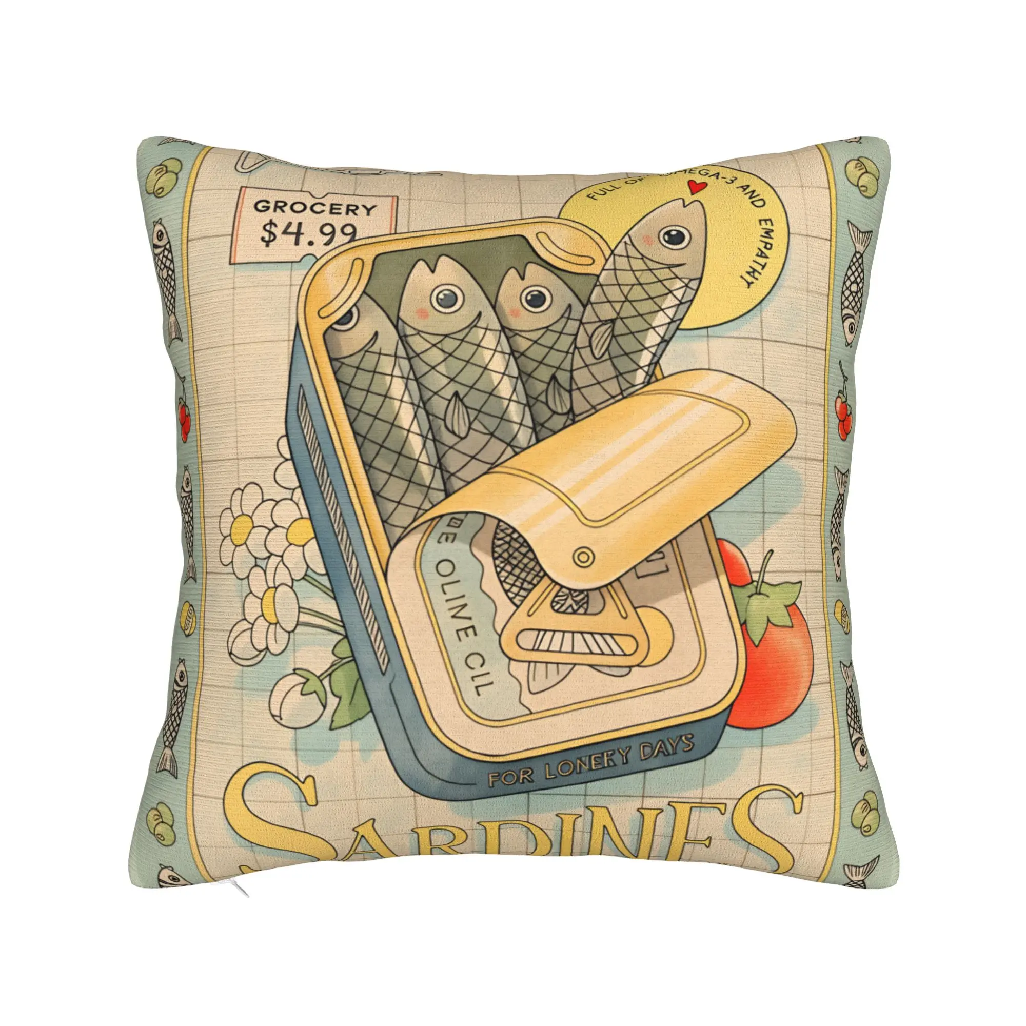 Cuadros decorations Sardines Nordic Pillow Case  Cute Funny Pillow Cover Design Pillowcases For Living Room Bed Chair