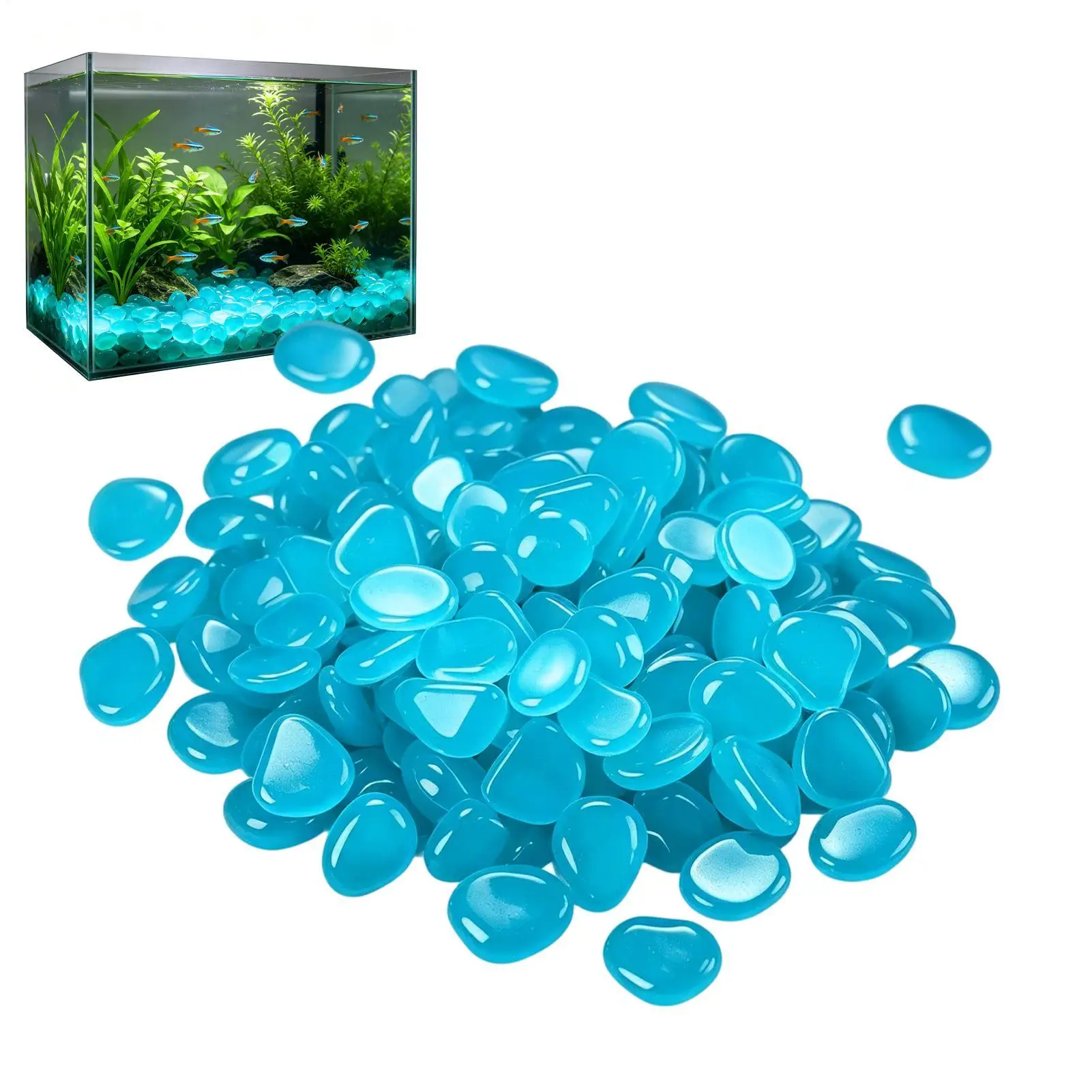 300Pcs Luminous Rock Stone Luminous Dark Garden Pebbles Sidewalk Fish Tank Decoration Aquariums Fish Tanks Loom