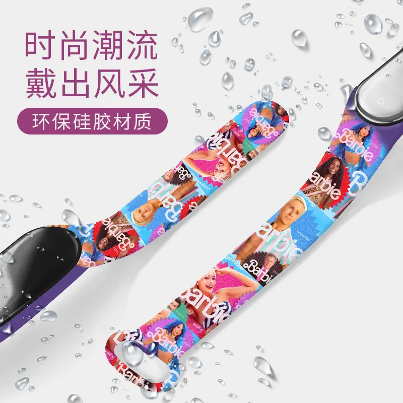 Kawaii Barbie Silicone Wristband Bracelet for Xiaomimis 345678 Replacement Watch Strap Fashion Skin Friendly Straps Decor Gifts