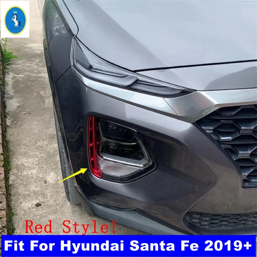 For Hyundai Santa Fe 2019 - 2023 Auto Headlight Anti-Fog Kit Headlights Air Intake Cover Trim Exterior Accessories Red / Shiny