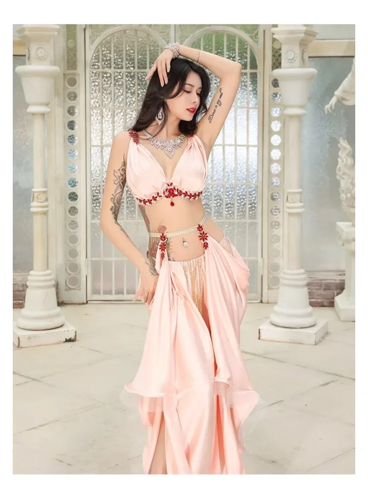 

Belly Dance Set Diamond studded Tassel Retro Performance Costume Suit 2024 New Big Skirt Fairy Style Performance Dress