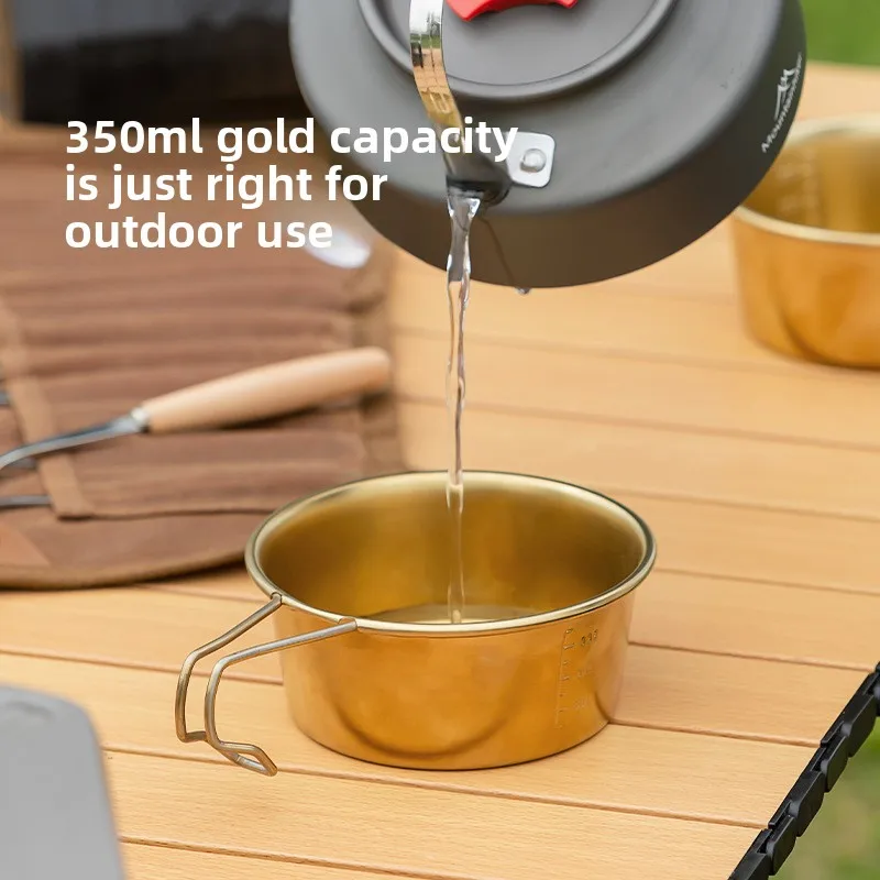 

Outdoor Camping Portable Shera Bowl Gold Color Lightweight and Easy To Carry Outdoor Tableware