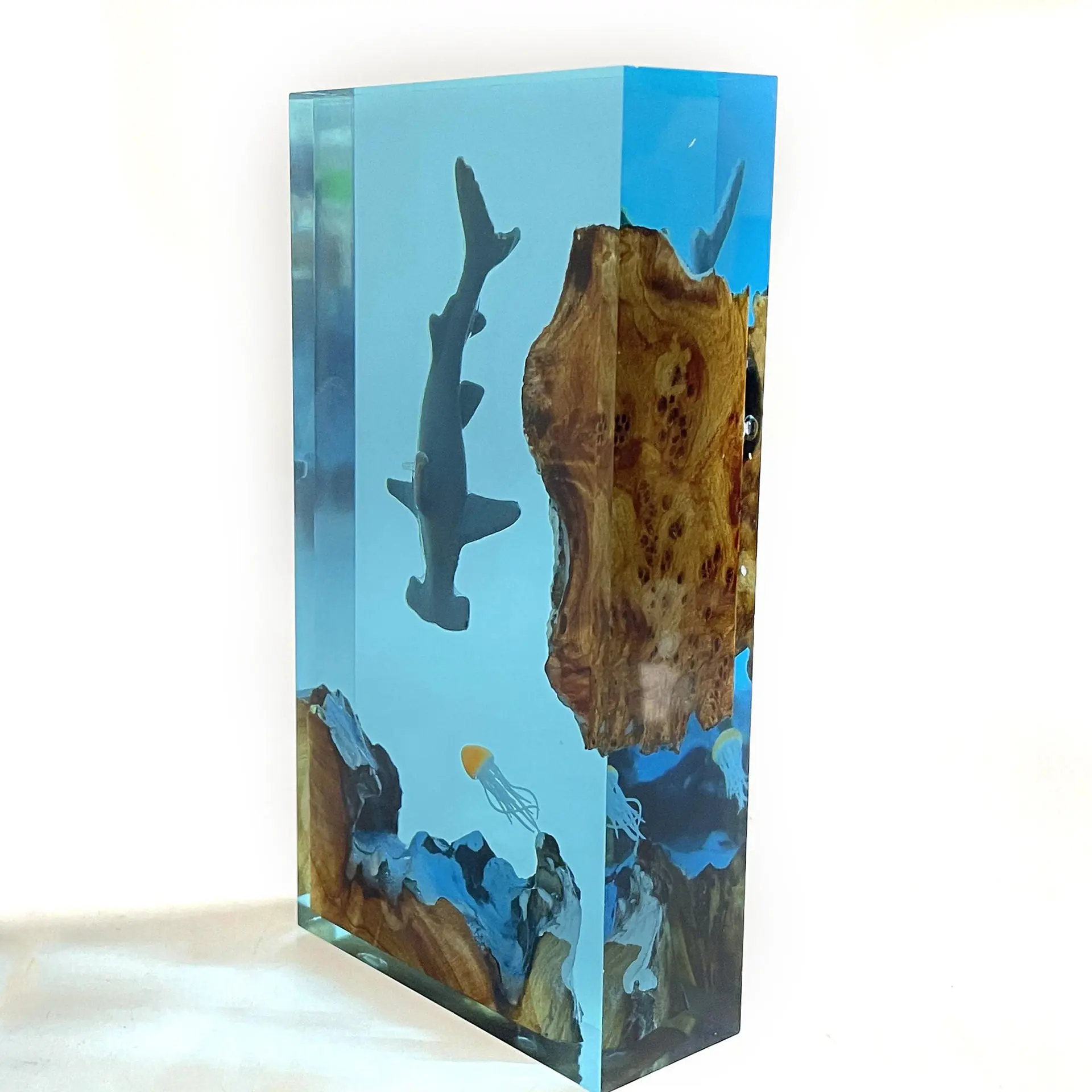 NEW Cave Hammerhead Shark Jelly Mountain Landscape Resin Lamp Decorative Item for Home Decoration Craftwork Exquisite Gift