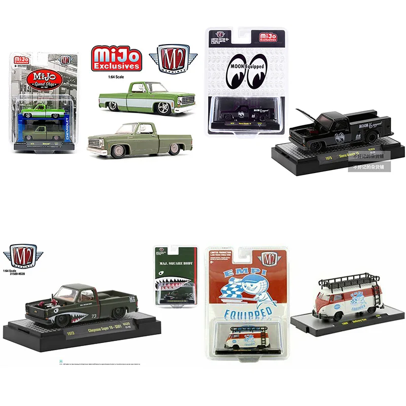 

M2 1:64 MIJO Pickup Truck Set Winter Melon Pickup Truck Moon Eyes Shark's Mouth Alloy Die Casting Model Collect Ornaments