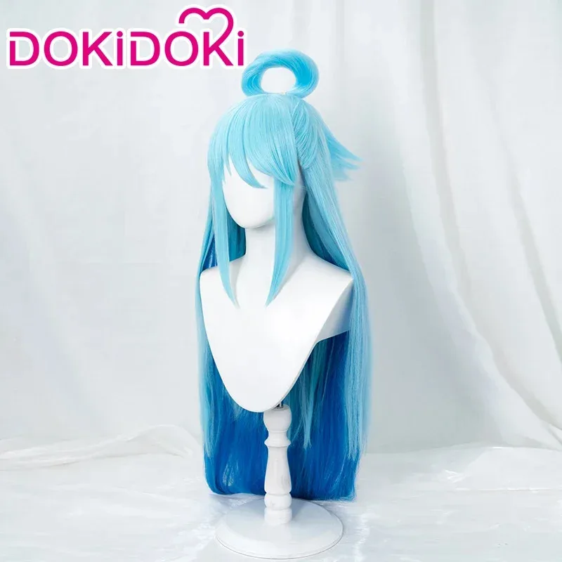 IN MAGAZZINO Parrucca Aquaa Parrucca Cosplay Anime DokiDoki Aquaa Costplay Donne Lunghi Capelli Blu Alta Resistente Al Calore Protezione Della Parrucca Gratuita