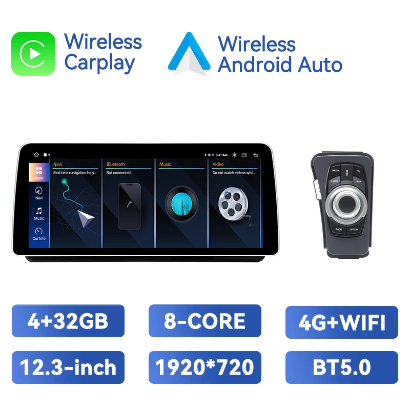 12.3INCH Draadloze Carplay Auto Multimedia Speler Voor BMW E90 E91 E92 E93 2005-2012 Android 14 GPS 4G Wifi DSP 8Core IPS Stereo