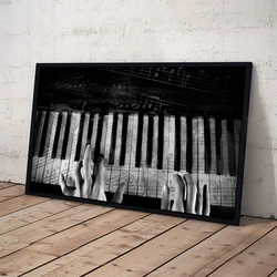 Grey Piano Wall Art Picture Finger Piano Canvas Decorative Painting Poster Home Decoration Living Room Oil Painting Art Poster