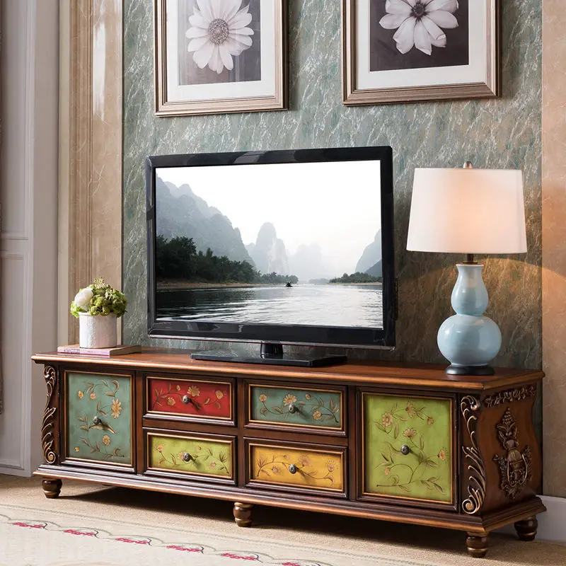 خزانة تلفزيون أوروبية، خشب متين، غرفة نوم تلفزيون أمريكية، خزانة أرضية صغيرة 1.5 1.8 2 متر