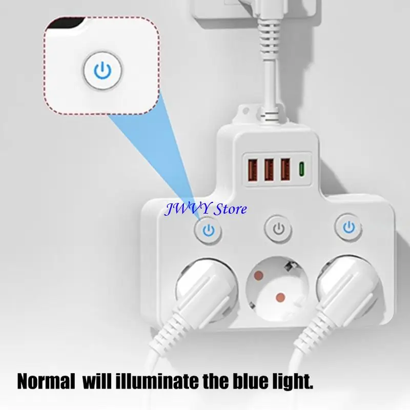 573A Compactly Power Strips With Individual Switches For Europe Power Charging Hubs