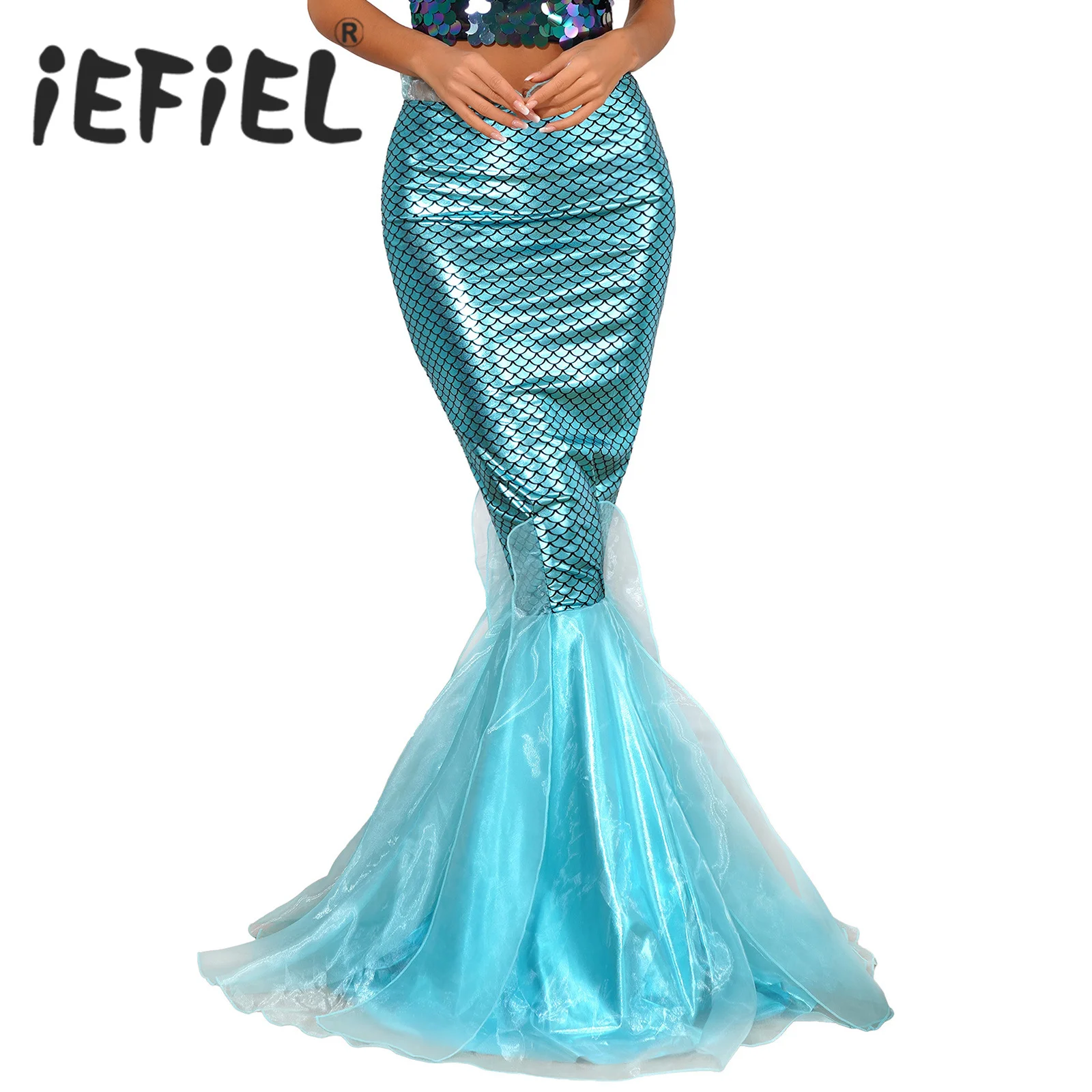 

Women's Mermaid Tail Skirt Halloween Cosplay Costumes Themed Party Shiny Sequins Long Skirt for Carnival Performance Dress-Up