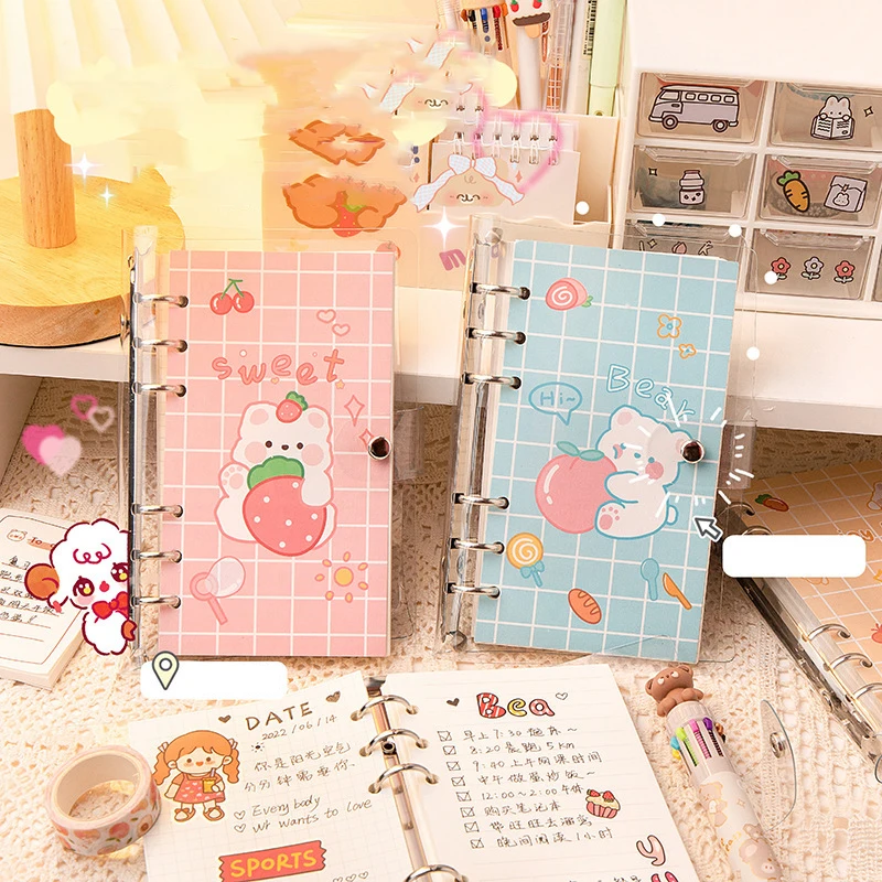 

100 Sheets Notebook PVC Cover Hand Book Cute Cartoon Portable Coil Notepad Writing Booklet School Supplies