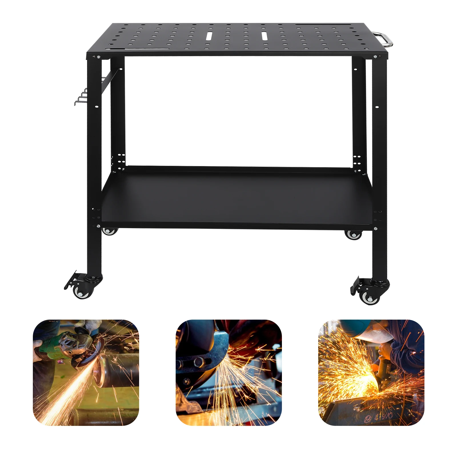 Welding Table Portable Working Bench Welding Cart Trolley Cart 544kg 1200lbs Load Capacity, Steel Frame for Welding DIY Projects