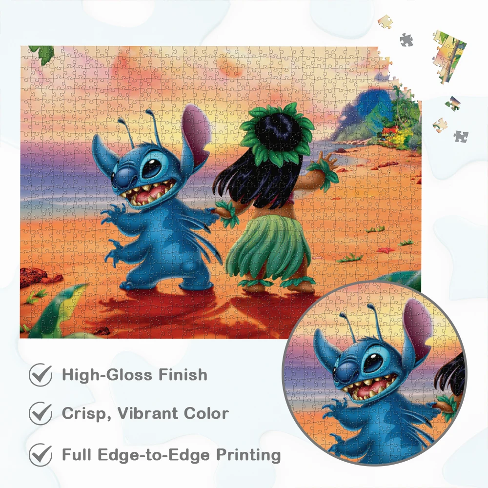 Stitch and Lilo Holding Hands Puzzle Disney Series Cartoon Characters Games and Puzzles 108/200/300/500/1000/1500 Pieces Puzzles