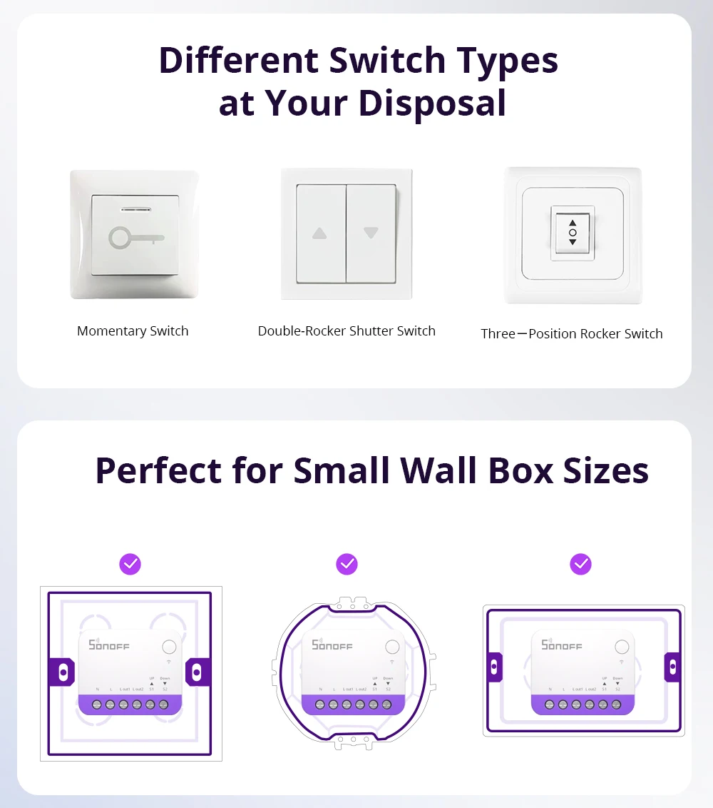 SONOFF Mini-RBS Matter WLAN Smart Rolladen-Schalter Smart Home Fernbedienung Timer Vorhangschalter Kompatibel mit Homekit Alexa – Detail 9
