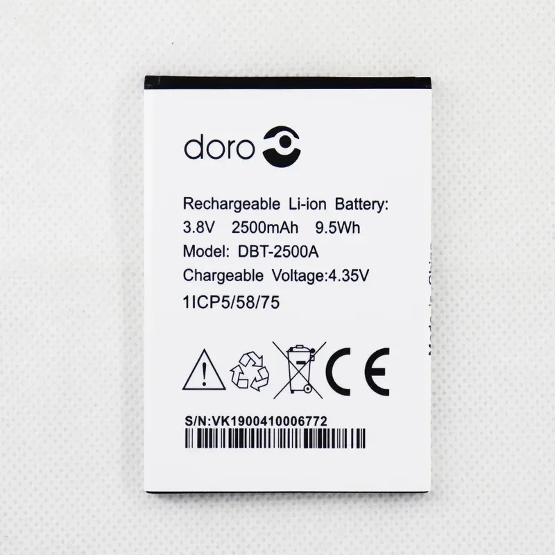 

Аккумулятор DBT-2500A емкостью 2500 мАч для сотового телефона DORO 8035