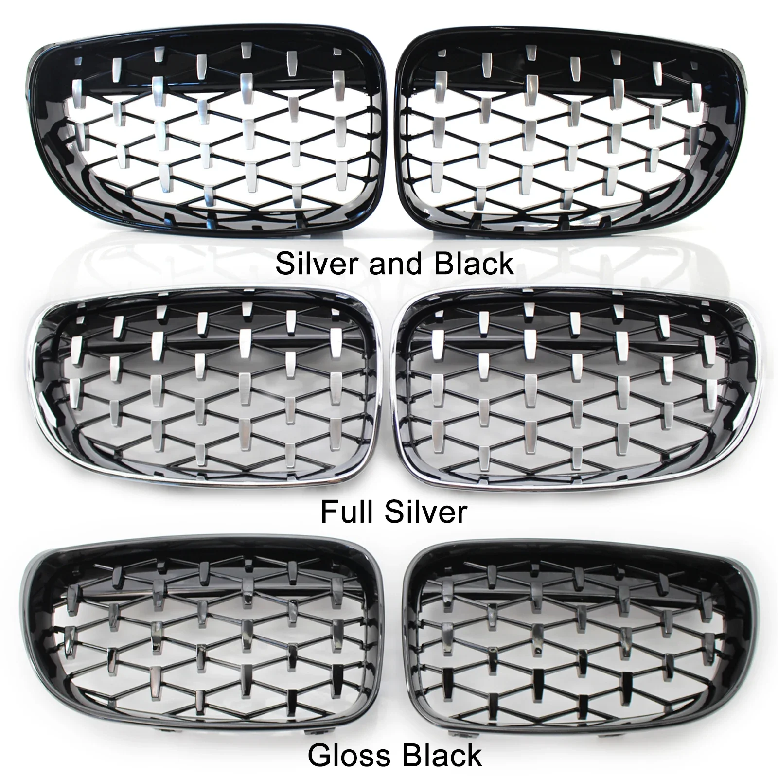 

Пара решеток переднего бампера автомобиля, решетки для почек в ромбовидном стиле 51137166439,51137322209 для BMW 1 серии E81 E87 E82 E88 2007-2012