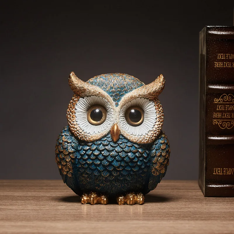 Estatua de Búho de Estilo Retro - Decoración Artesanal de Resina para el Hogar, Escritorio de Oficina, Vinoteca |   Regalo Perfecto para Mudanza