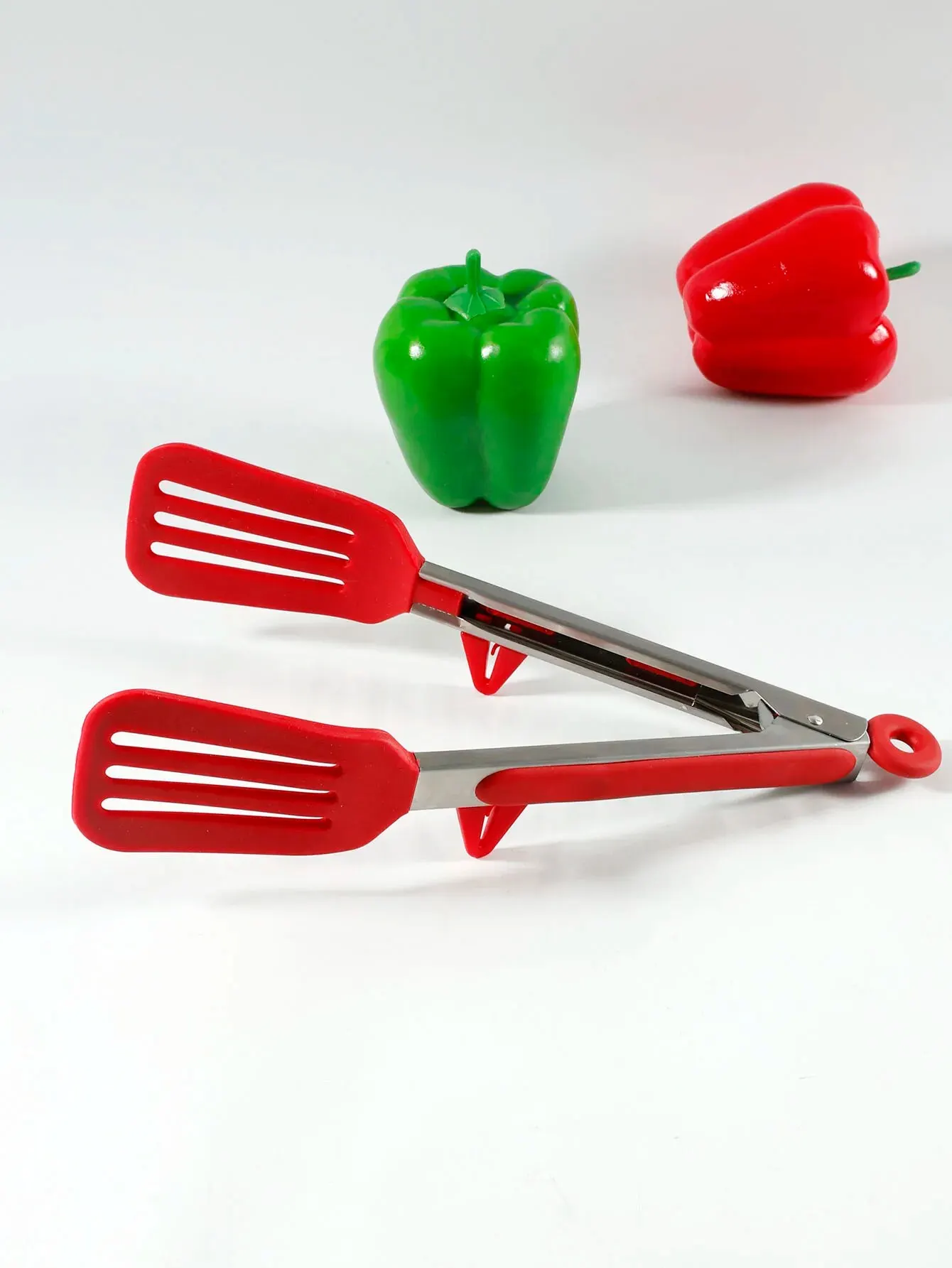 주방 실리콘 음식 클립, 고온 저항, 화상 방지 바베큐 클립, 브래킷 포함, 9 인치 레드