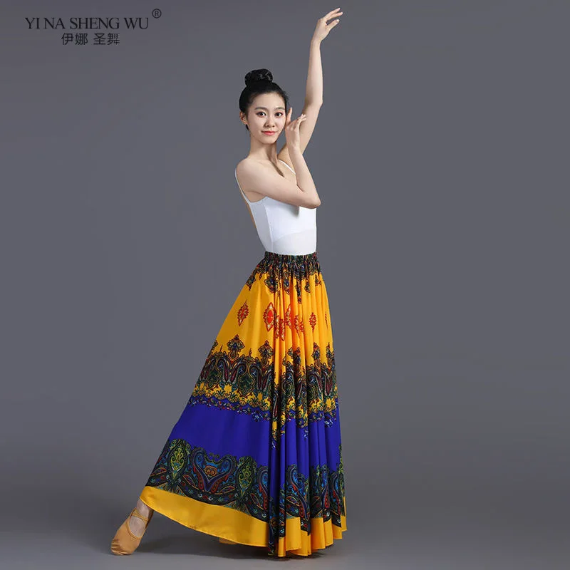 

Женские юбки для фламенко и танцев в стиле коридорас, 720-градусные, классические, этнические, с характерным принтом, для выступлений, большие юбки