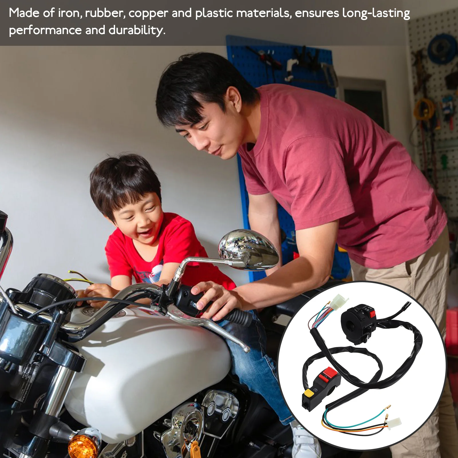 

2Pcs Motorcycle Off-road Assembly Handlebar Switch Engine Headlight Dirt Bike Push Button Adjustable Height Iron Copper Plastic