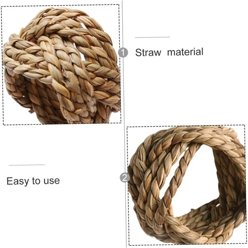 8pcs Handmade Woven Napkin Rings Decorative Holders for Dining Table Party Wedding Holiday Event Table Setting Rustic