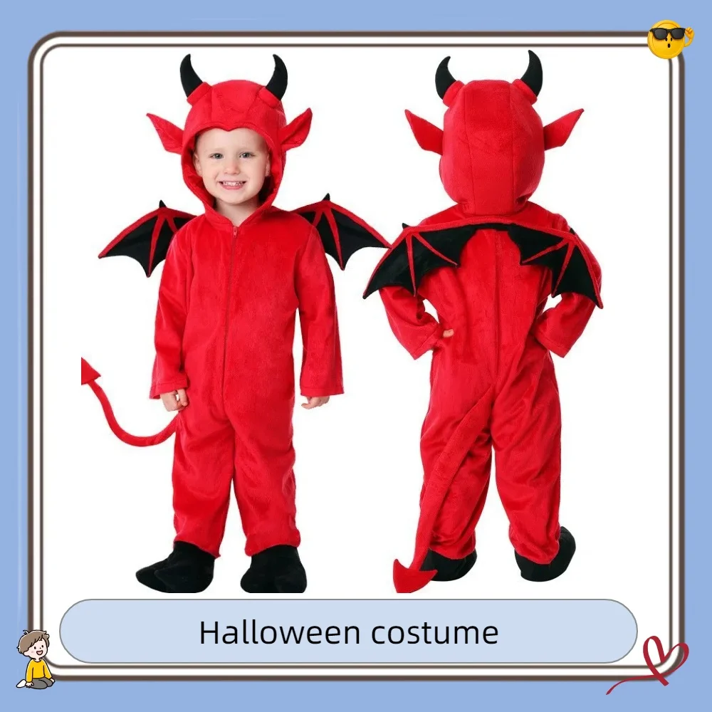 Disfraz de Halloween para niños, traje de actuación de murciélago pequeño diablo, traje de vampiro para juego de rol