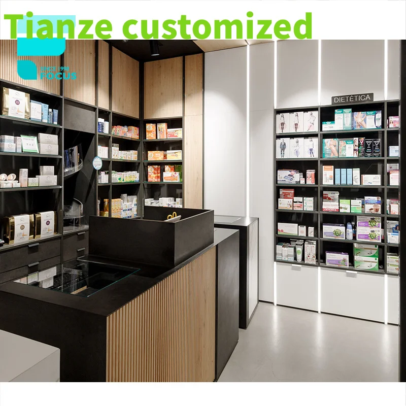 

Customized-Wooden Pharmacy Shelving Pharmacy Furniture Store Display Furniture In Pharmacy