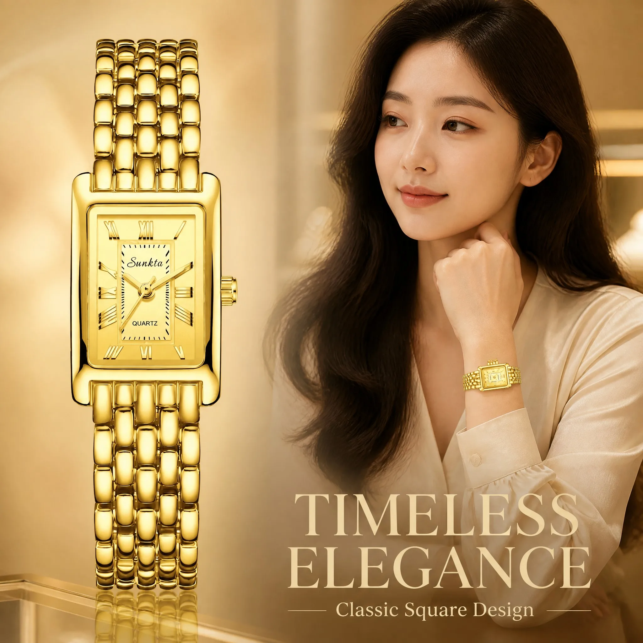 LIGE Luxury Women Watches Fashion Rectangle Woman Quartz Watch Stainless Steel Band Wristwatches Reloj Mujer