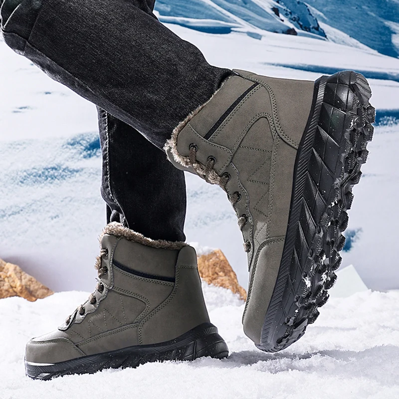 Men Winter Snow Boots for Waterproof Leather Sneakers Super Warm Men\'s Boots Outdoor Male Hiking Boots Work Shoes 2024 New