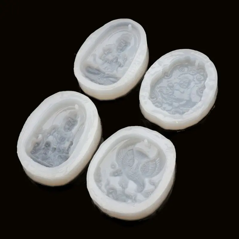 Taoism Buddhism Silicone Mold Hair Clip Casting Mould with Hole Keychain