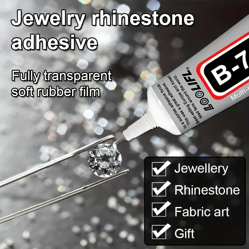 B7000 Jewelry Craft Glue, Nail Art Glue, Specially Designed for DIY Jewelry Inlaying! Transparent, Traceless, Non-Yellowing, Highly Adhesive, Waterproof, and More Durable Precise Needle Design, Easy for Attaching Pearl