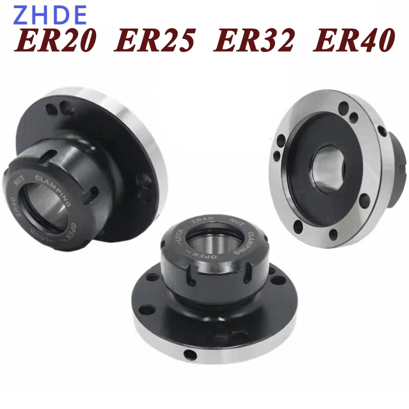 ZHDE 80mm/100mm/125mm Diameter ER16 ER20 ER25 ER32 ER40 Collet Chuck high Accuracy Carbon Steel Fixing Chuck Holder For CNC