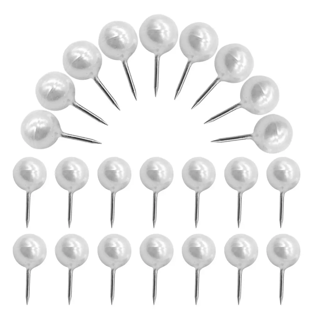 

100Pcs Round White Bead Push Pins Faux Pearl Thumbtacks Bulletin Board Cork Board Office Home Photo Pins