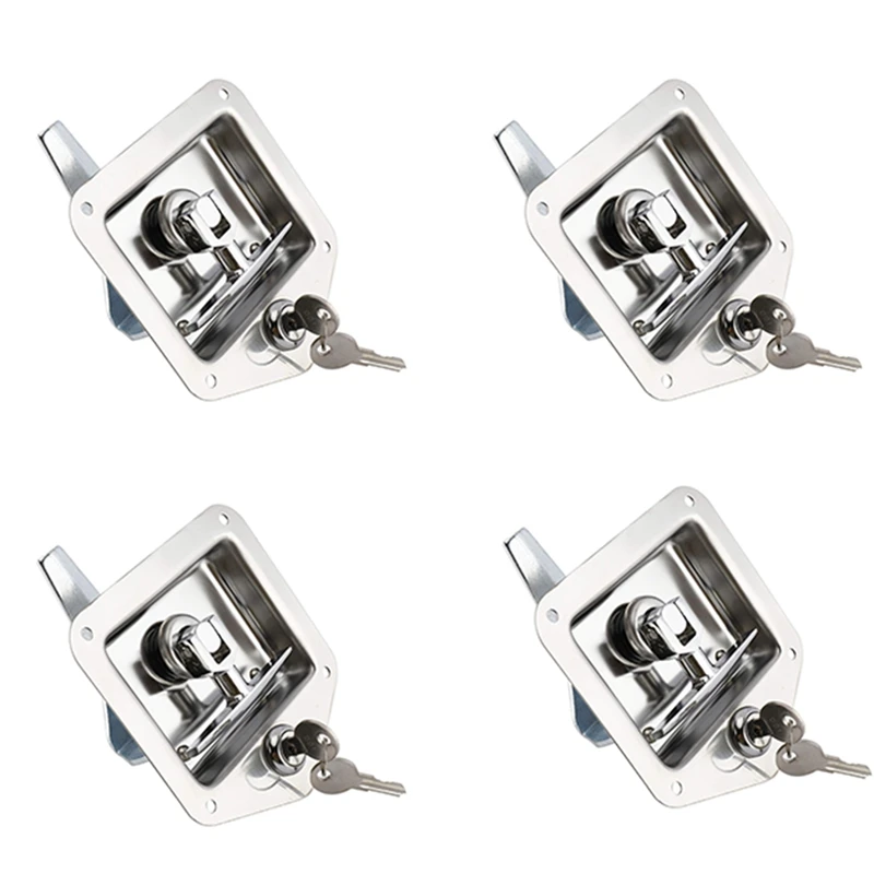 

4Pack Stainless Steel Car Trailer Door Latch Door Latch Paddle Entry Door Lock With 8 Key