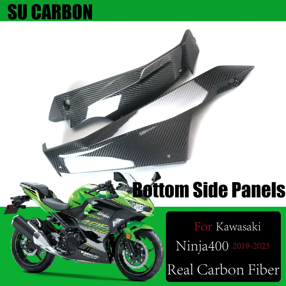 100% vera fibra di carbonio per Kawasaki Ninja400 2019-2023 accessori moto pannelli laterali inferiori carenatura Ninja 400