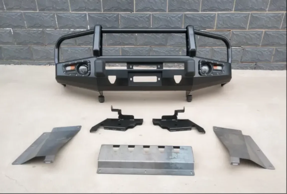 المصد الأمامي الجديد للطرق الوعرة مع دعامة ونش لنيسان باترول Y61 2005+ مصنوع من الفولاذ يتضمن قطع ضوء الضباب #6